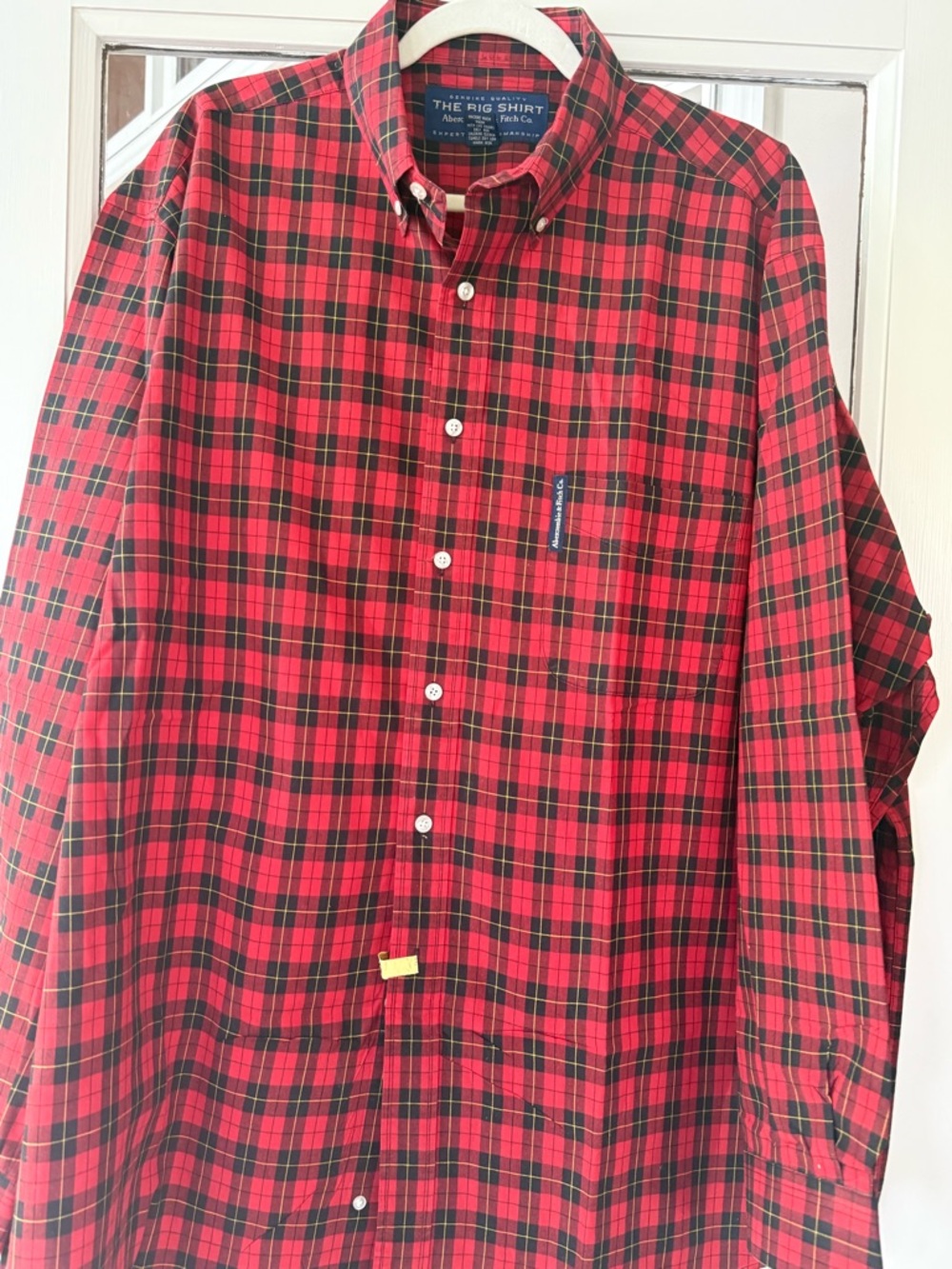 Abercrombie & Fitch XL “The Big Shirt” Red & Black Plaid Button-Down Shirt. EUC!